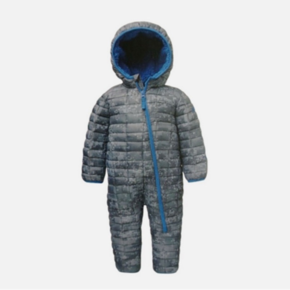 Snozu toddler/24m zip up Sherpa lined hooded puffer snowsuit in grey camo print